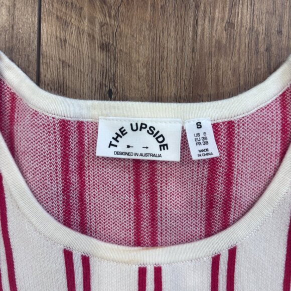 The Upside Alpine Chrissy Knit Sweater Women's Small Red Striped Organic Cotton - Picture 4 of 9